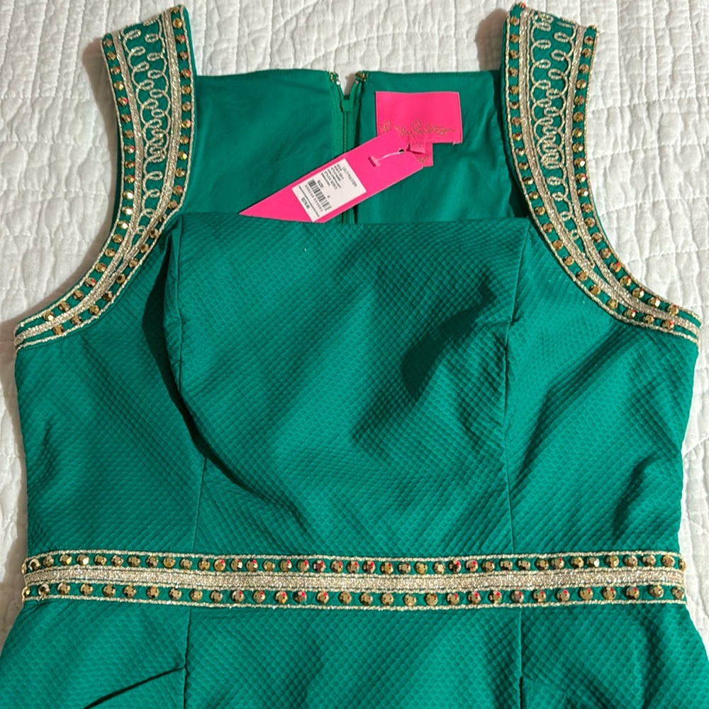 Lilly Pulitzer Emerald Green Embellished Sleeveless Dress